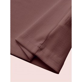 Sold Ribbed Elastic Waist Shorts, Casual Basic Shorts For Summer & Spring, Women's Clothing