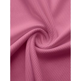 Sold Ribbed Elastic Waist Shorts, Casual Basic Shorts For Summer & Spring, Women's Clothing