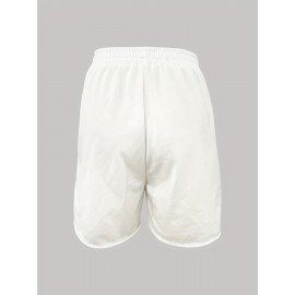 Vibrant Alphabet Print Knit Shorts - Elastic Drawstring Waist, Micro Elastic Polyester Fabric, Casual Style for Spring, Summer, and Fall - Womens High Waist Comfortable Shorts for Everyday Wear