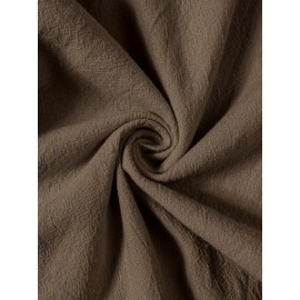 1pc Women'S Casual Polyester Shorts, Solid Color, All-Season, Woven Fabric, with Fake Drawstring Detail