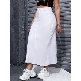 Fashion Comfy Long Denim Skirt, Versatile & Stylish Long Skirt For Every Day, Women's Clothing