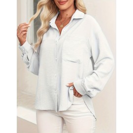 Women's Button Down Shirts Long Sleeve Oversized Work Office Dress Shirt